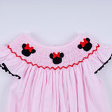 Red character hand smocked plaid ruffle bubble - Aaria Tees Aaria Tees