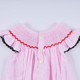 Red character hand smocked plaid ruffle bubble - Aaria Tees Aaria Tees