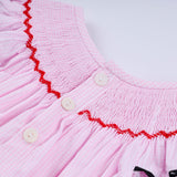 Red character hand smocked plaid ruffle bubble - Aaria Tees Aaria Tees