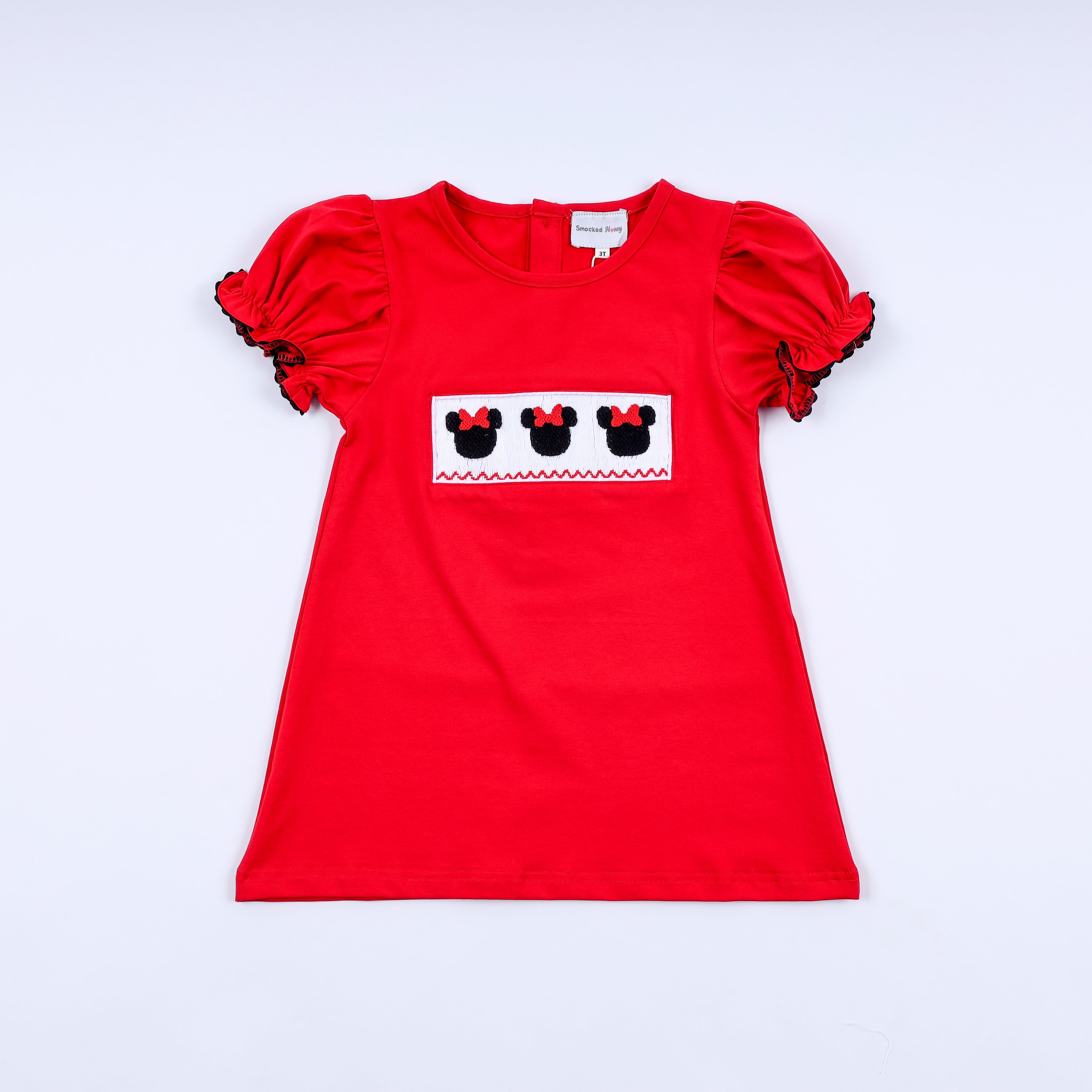 Red character hand smocked dress - Aaria Tees Aaria Tees