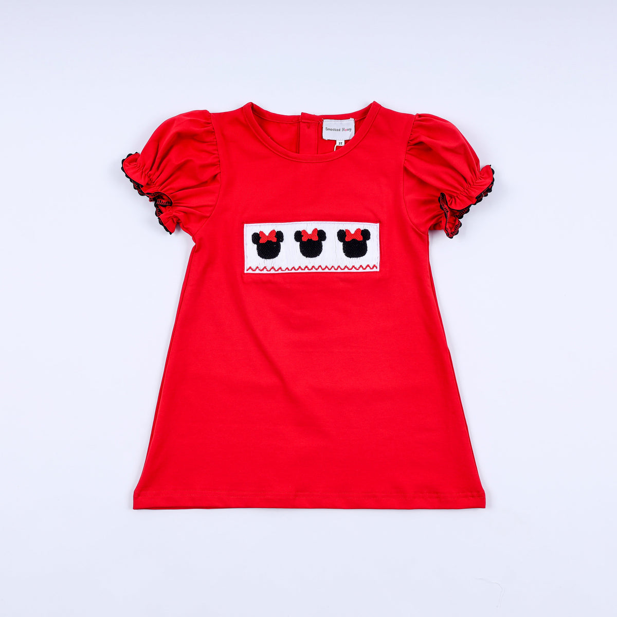 Red character hand smocked dress - Aaria Tees