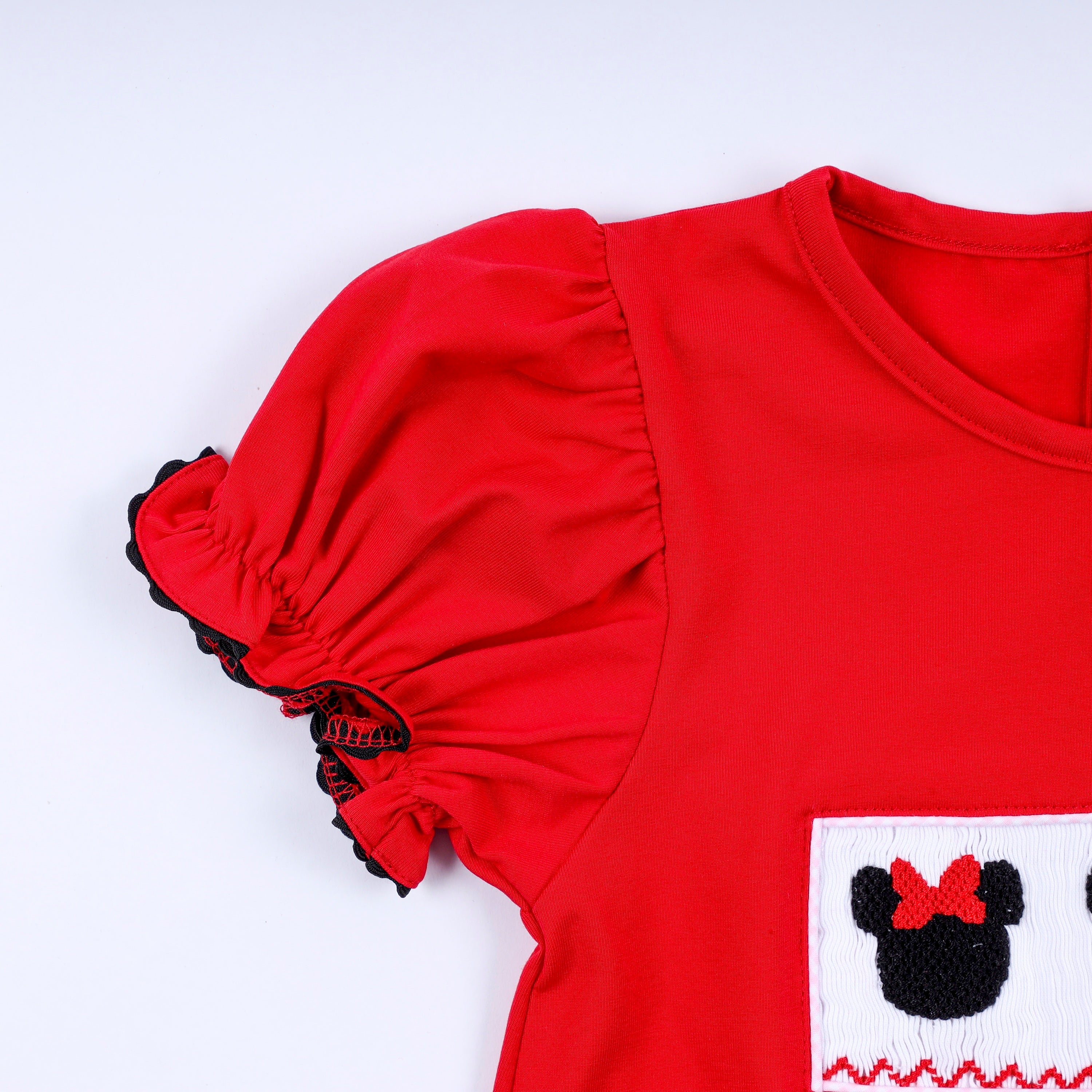 Red character hand smocked dress - Aaria Tees Aaria Tees