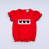 Red character hand smocked bubble - Aaria Tees Aaria Tees