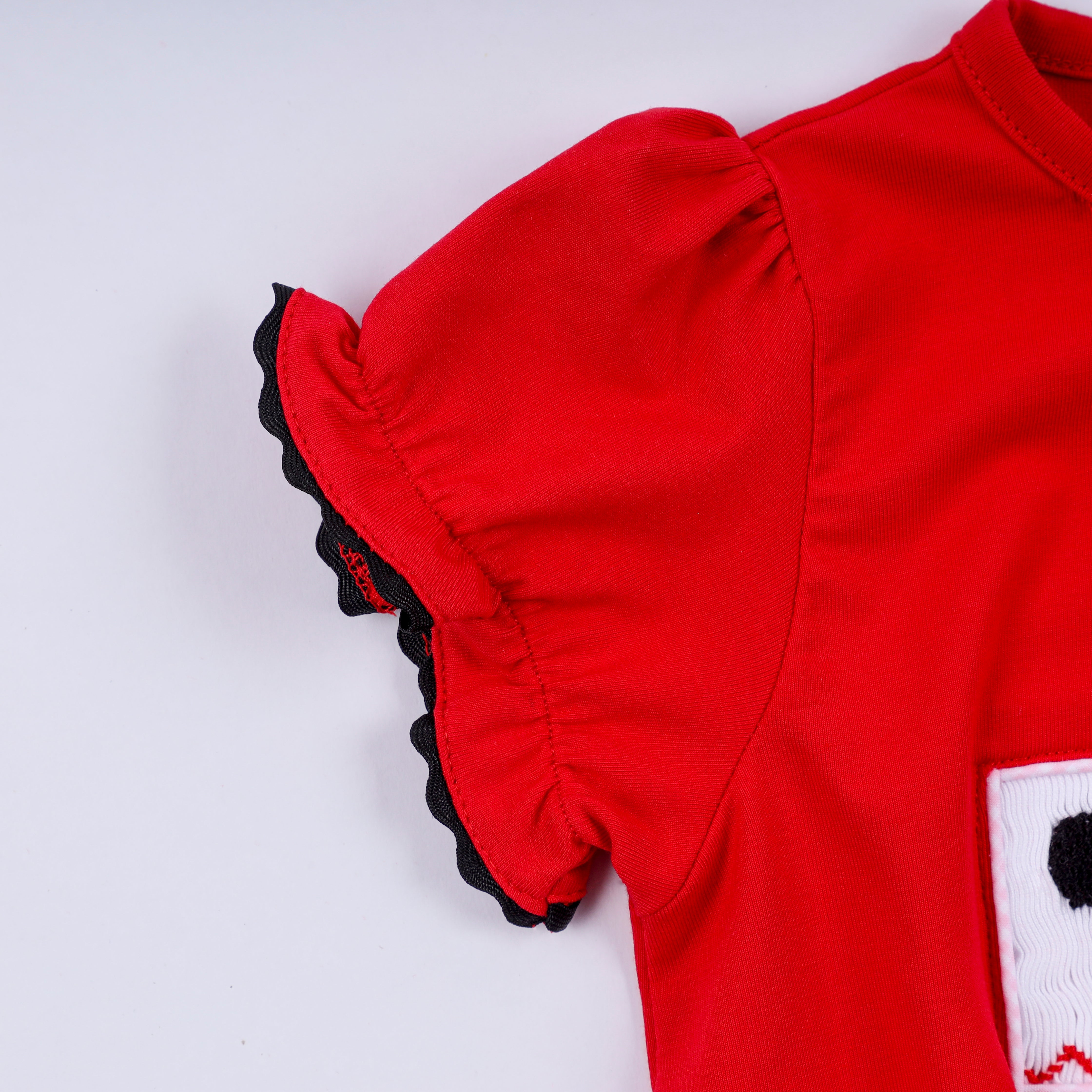 Red character hand smocked bubble - Aaria Tees Aaria Tees