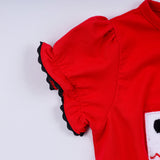 Red character hand smocked bubble - Aaria Tees Aaria Tees