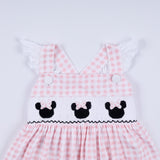 Pink character hand smocked gingham ruffle dress - Aaria Tees Aaria Tees