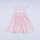 Pink character hand smocked gingham ruffle dress - Aaria Tees Aaria Tees
