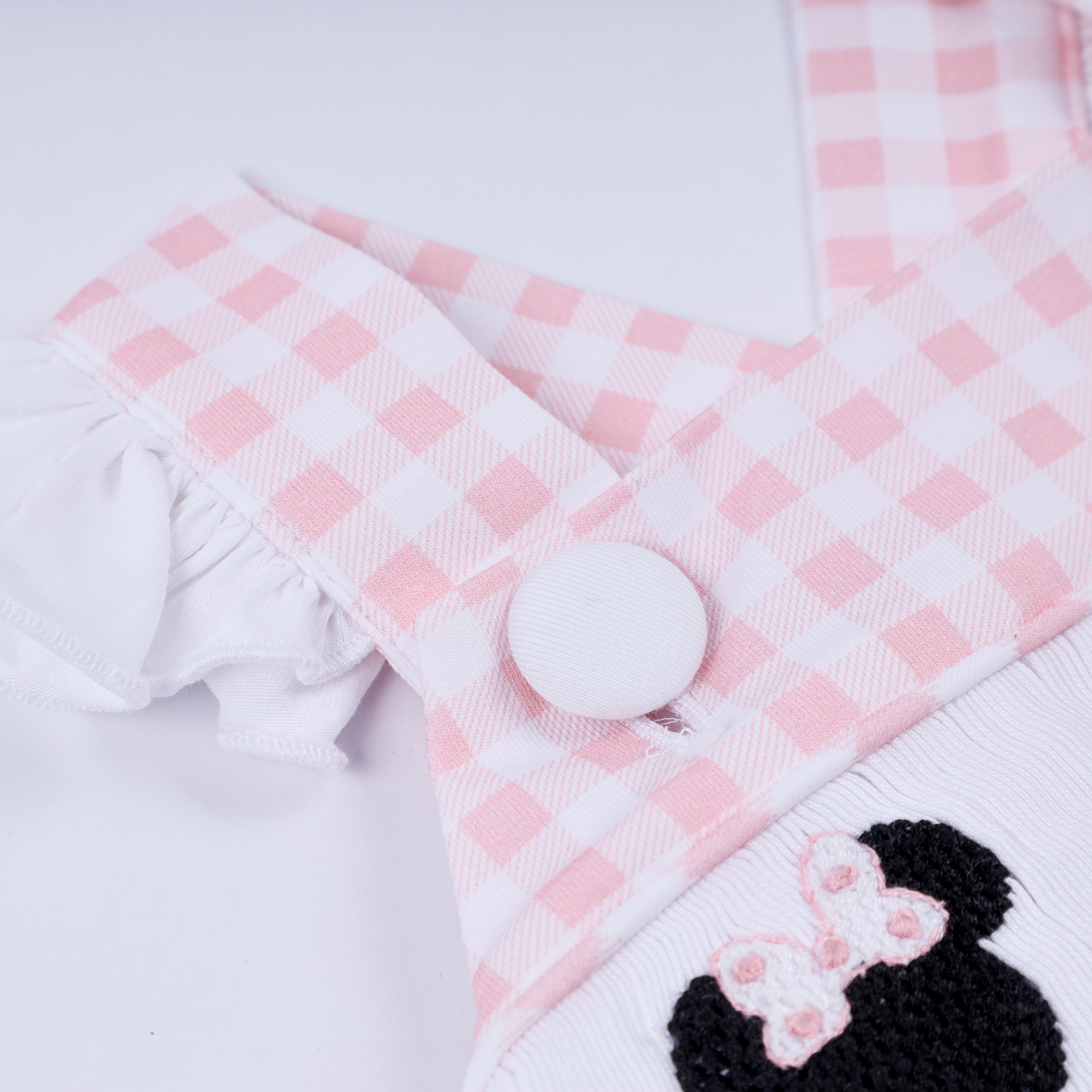 Pink character hand smocked gingham ruffle bubble - Aaria Tees Aaria Tees