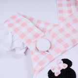 Pink character hand smocked gingham ruffle bubble - Aaria Tees Aaria Tees
