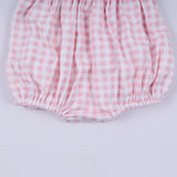 Pink character hand smocked gingham ruffle bubble - Aaria Tees Aaria Tees