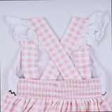 Pink character hand smocked gingham ruffle bubble - Aaria Tees Aaria Tees