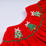 Red christmas tree hand smocked romper - Aaria Tees Aaria Tees