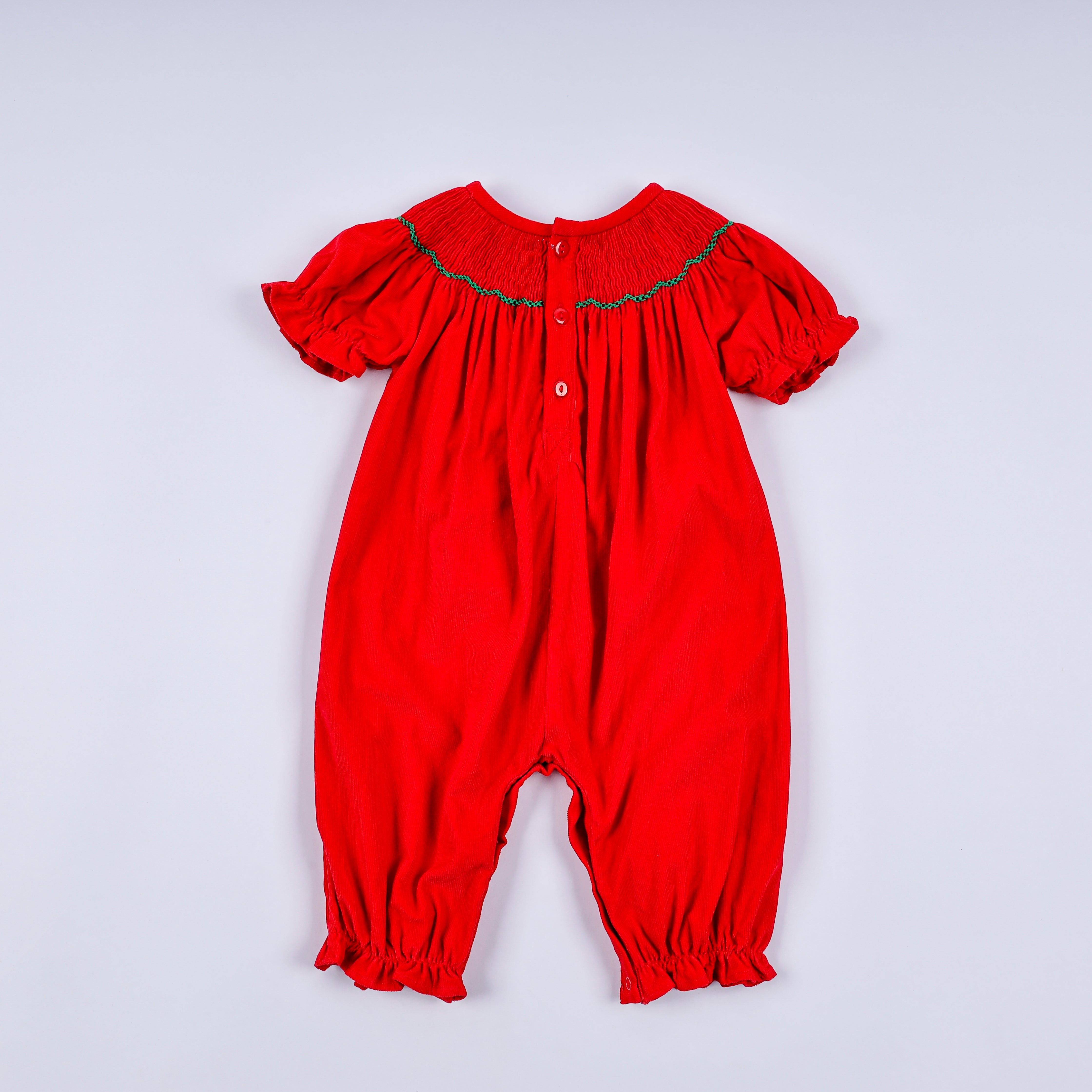 Red christmas tree hand smocked romper - Aaria Tees Aaria Tees