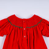Red christmas tree hand smocked romper - Aaria Tees Aaria Tees