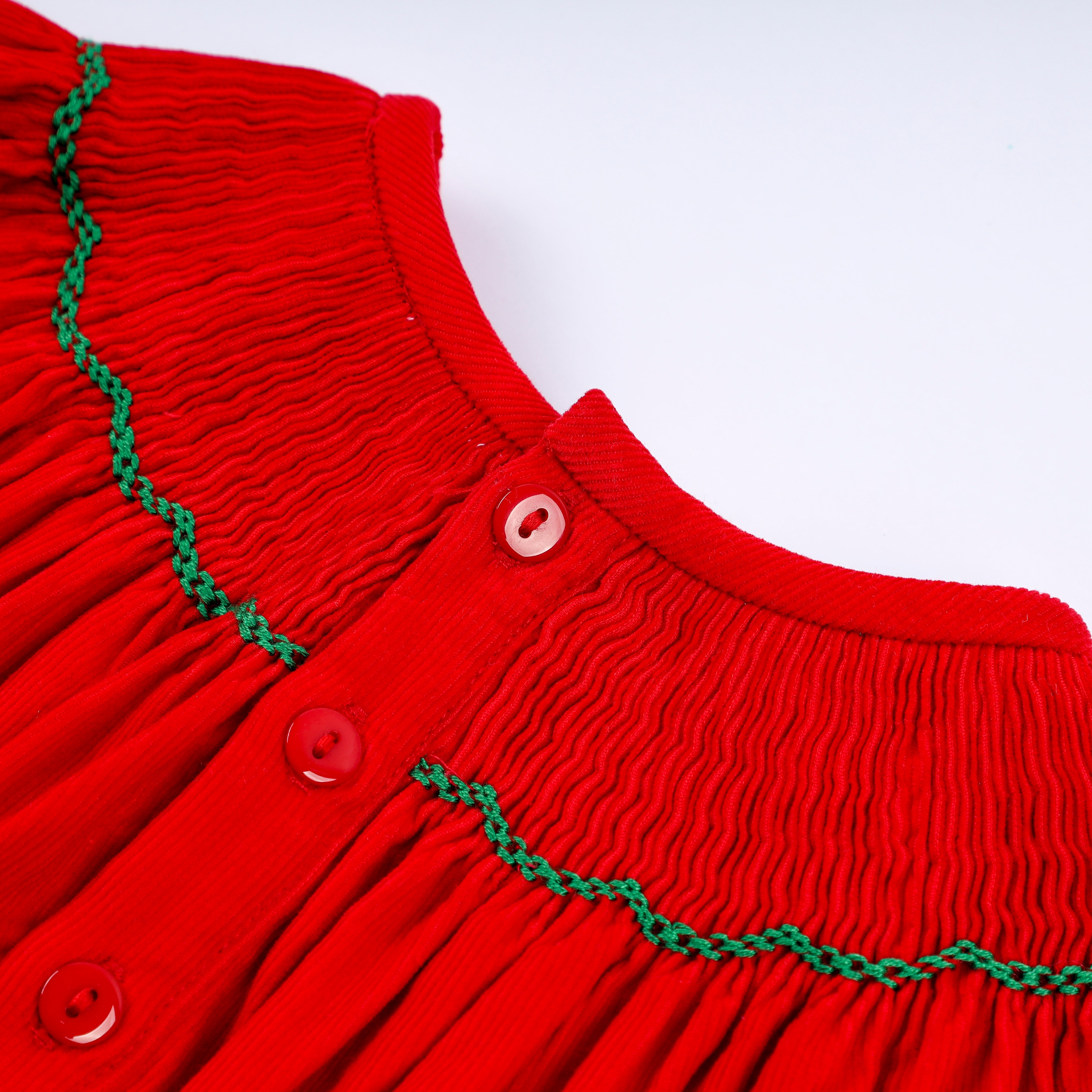 Red christmas tree hand smocked romper - Aaria Tees Aaria Tees