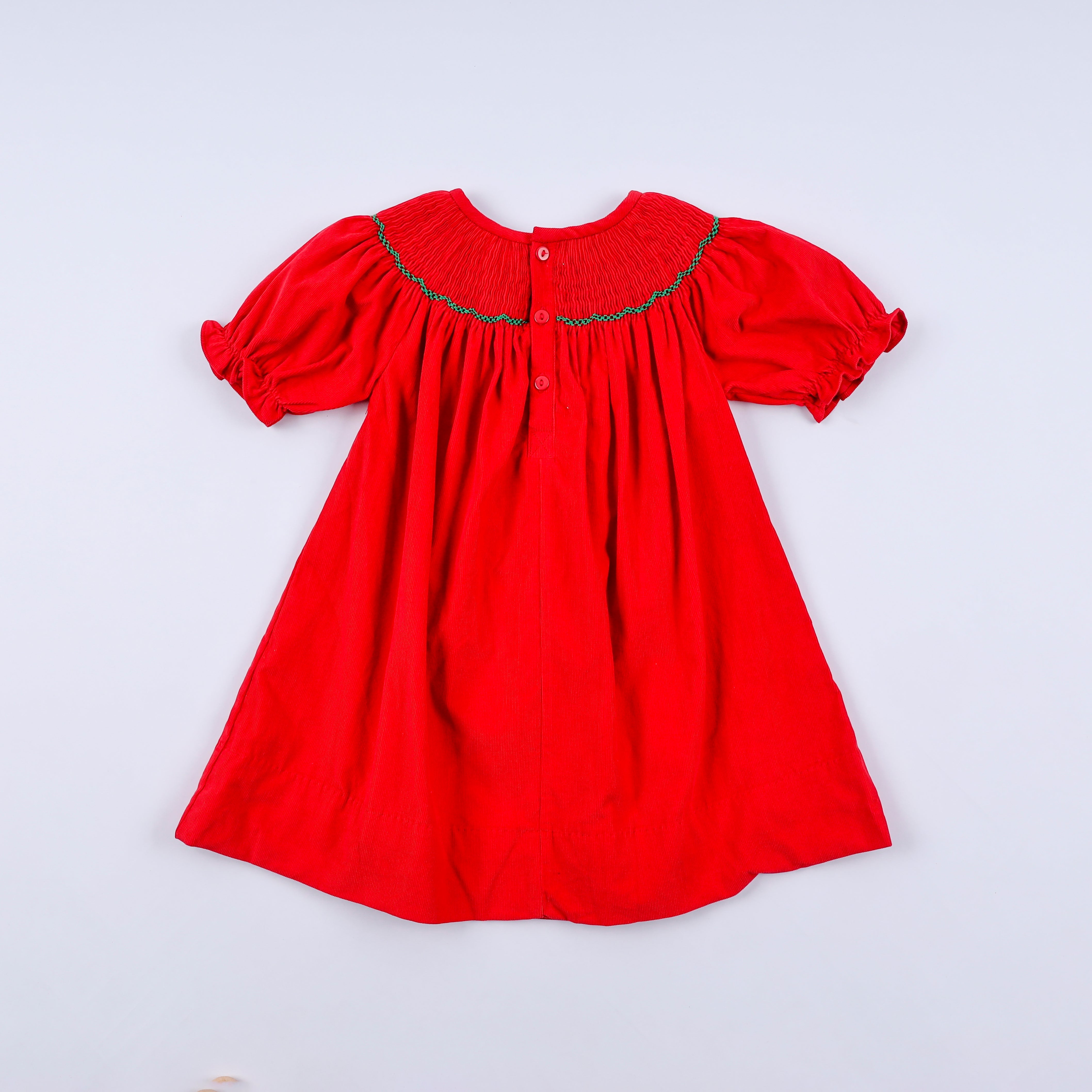 Red christmas tree hand smocked dress - Aaria Tees Aaria Tees