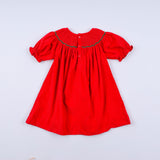 Red christmas tree hand smocked dress - Aaria Tees Aaria Tees