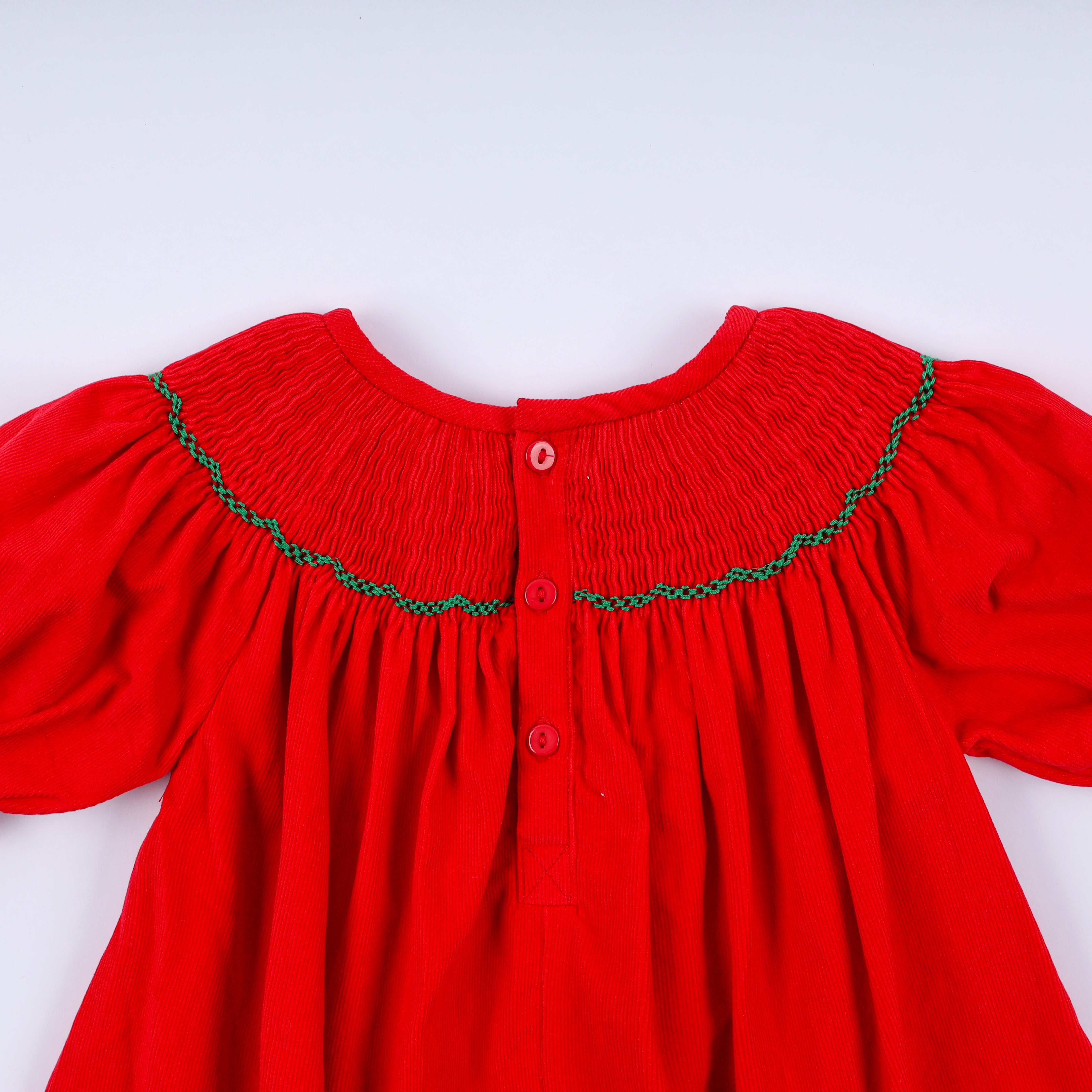 Red christmas tree hand smocked dress - Aaria Tees Aaria Tees