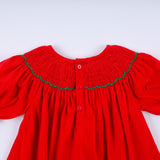 Red christmas tree hand smocked dress - Aaria Tees Aaria Tees