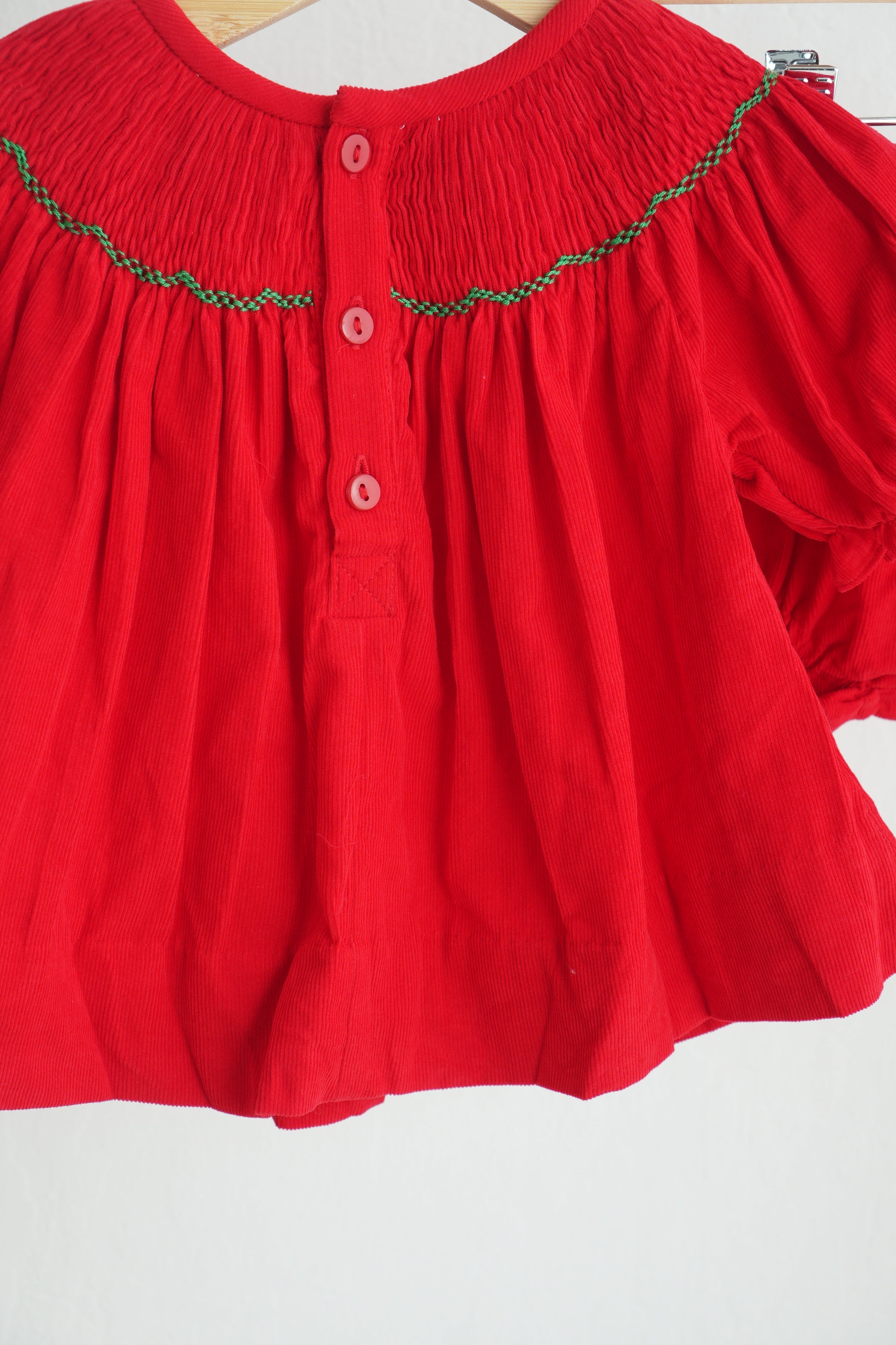 Red christmas tree hand smocked bloomer set - Aaria Tees Aaria Tees