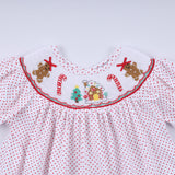 Red gingerbread hand smocked ruffle pants set - Aaria Tees Aaria Tees