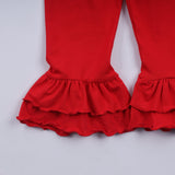 Red gingerbread hand smocked ruffle pants set - Aaria Tees Aaria Tees