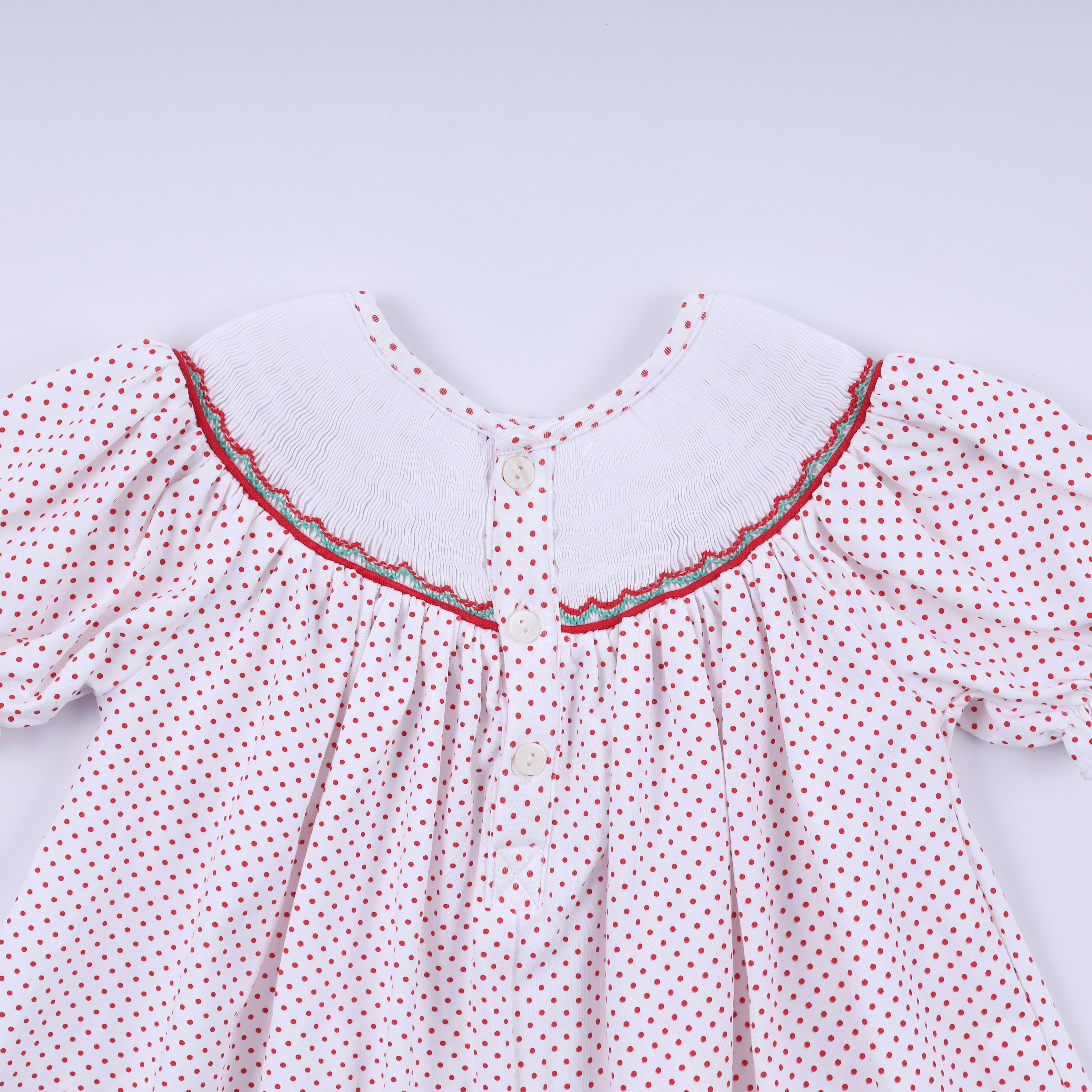 Red gingerbread hand smocked ruffle pants set - Aaria Tees Aaria Tees