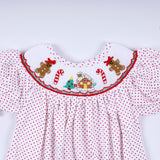 Red gingerbread hand smocked bubble - Aaria Tees Aaria Tees