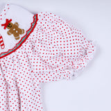 Red gingerbread hand smocked bubble - Aaria Tees Aaria Tees