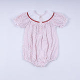 Red gingerbread hand smocked bubble - Aaria Tees Aaria Tees
