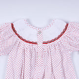 Red gingerbread hand smocked bubble - Aaria Tees Aaria Tees