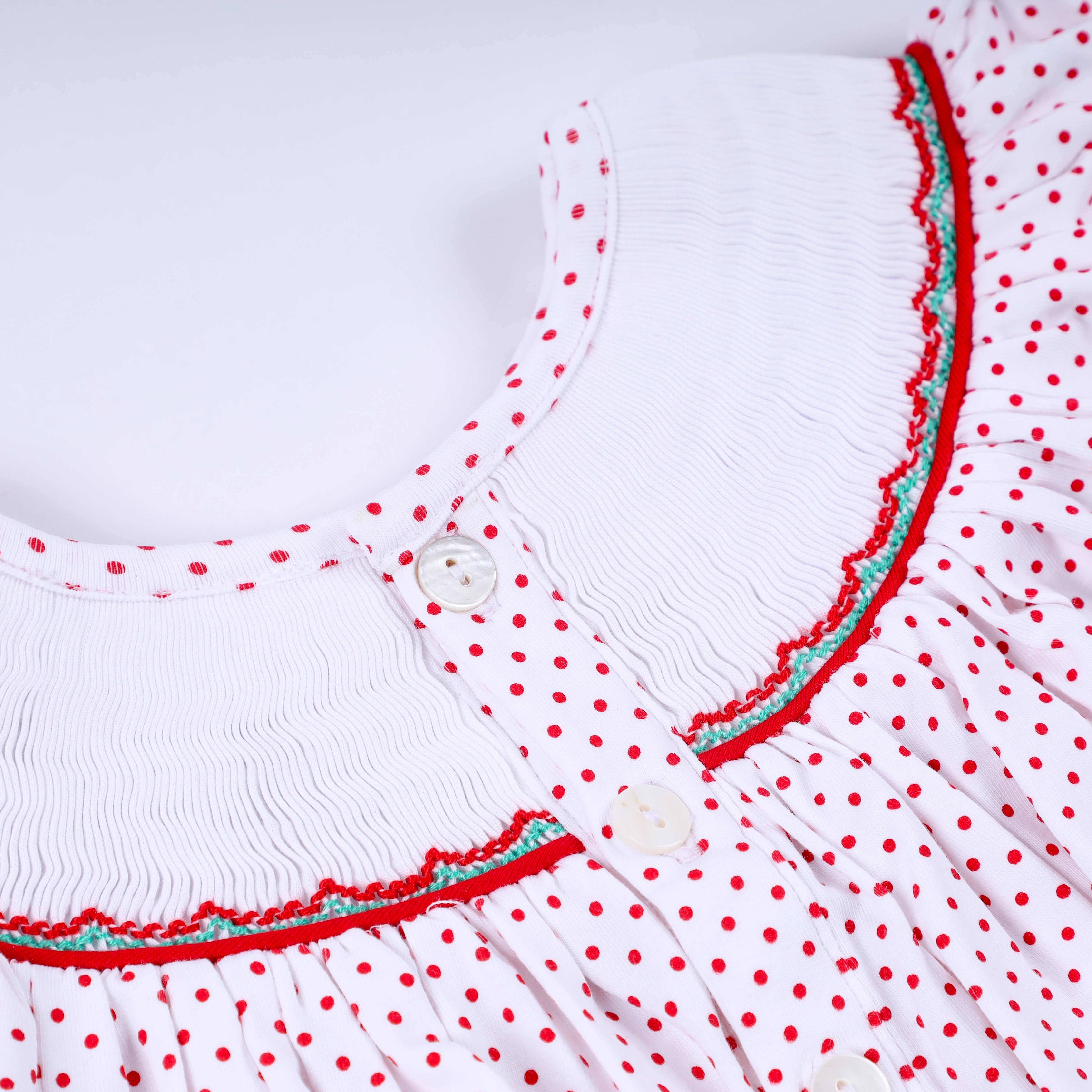 Red gingerbread hand smocked bubble - Aaria Tees Aaria Tees