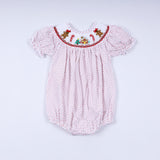 Red gingerbread hand smocked bubble - Aaria Tees Aaria Tees