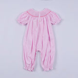 Pink christmas tree hand smocked ruffle romper - Aaria Tees Aaria Tees