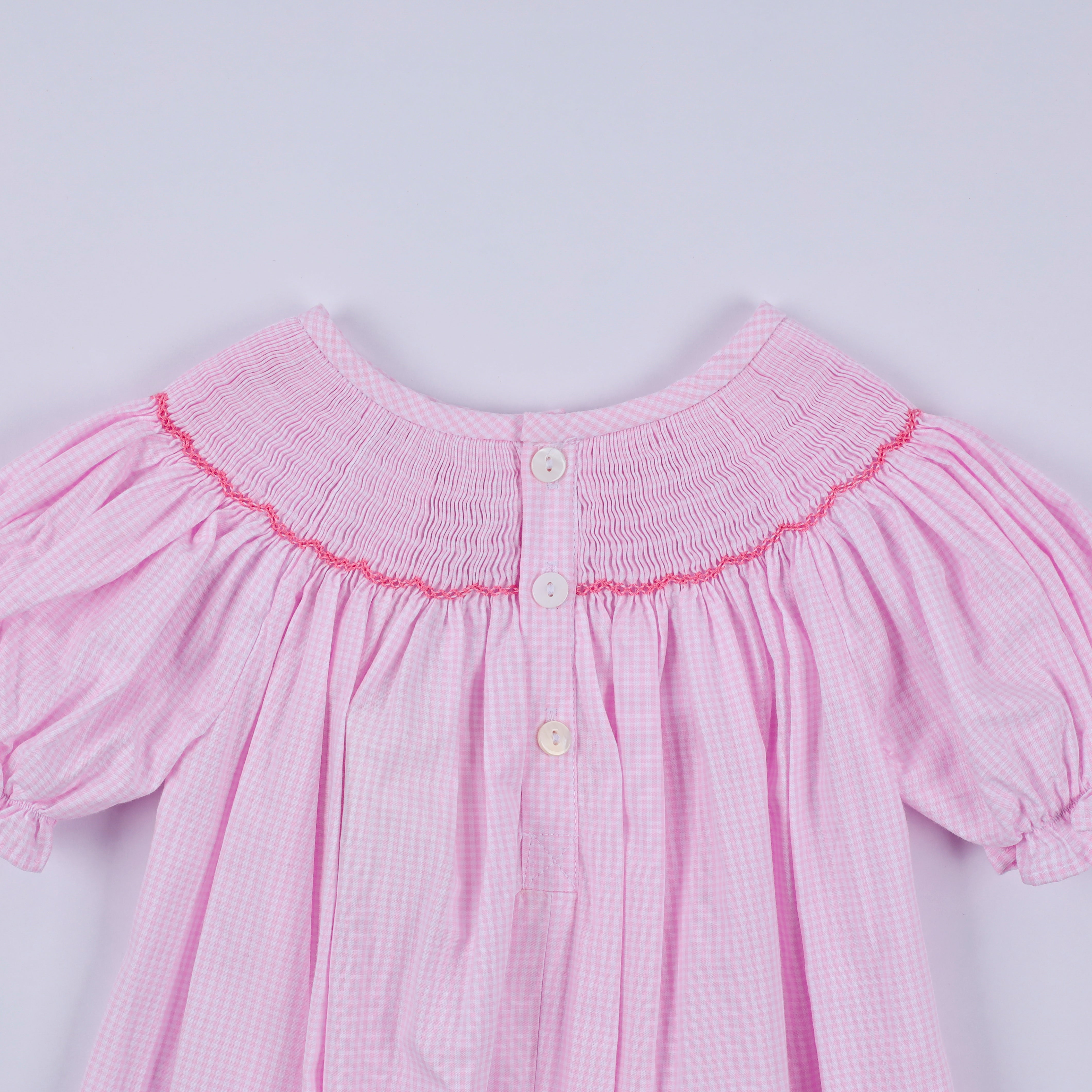 Pink christmas tree hand smocked ruffle romper - Aaria Tees Aaria Tees