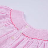 Pink christmas tree hand smocked ruffle romper - Aaria Tees Aaria Tees