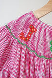 Pink christmas joy hand smocked gingham dress - Aaria Tees Aaria Tees