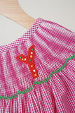 Pink christmas joy hand smocked gingham dress - Aaria Tees Aaria Tees