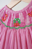 Pink joy hand smocked girl gingham romper - Aaria Tees Aaria Tees