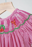 Pink joy hand smocked girl gingham romper - Aaria Tees Aaria Tees