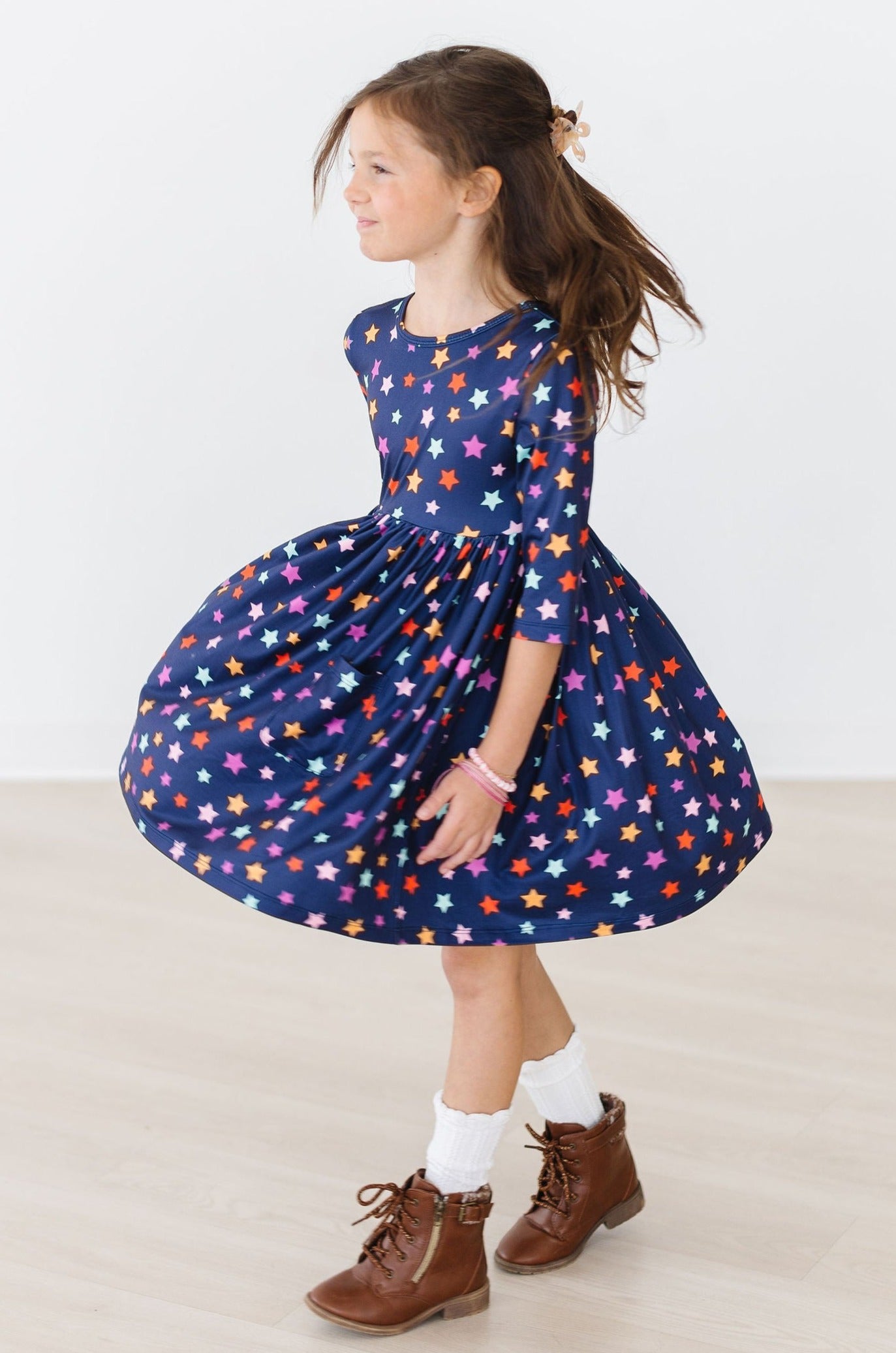 Halloween Stars 3/4 Sleeve Pocket Twirl Dress - Aaria Tees Aaria Tees