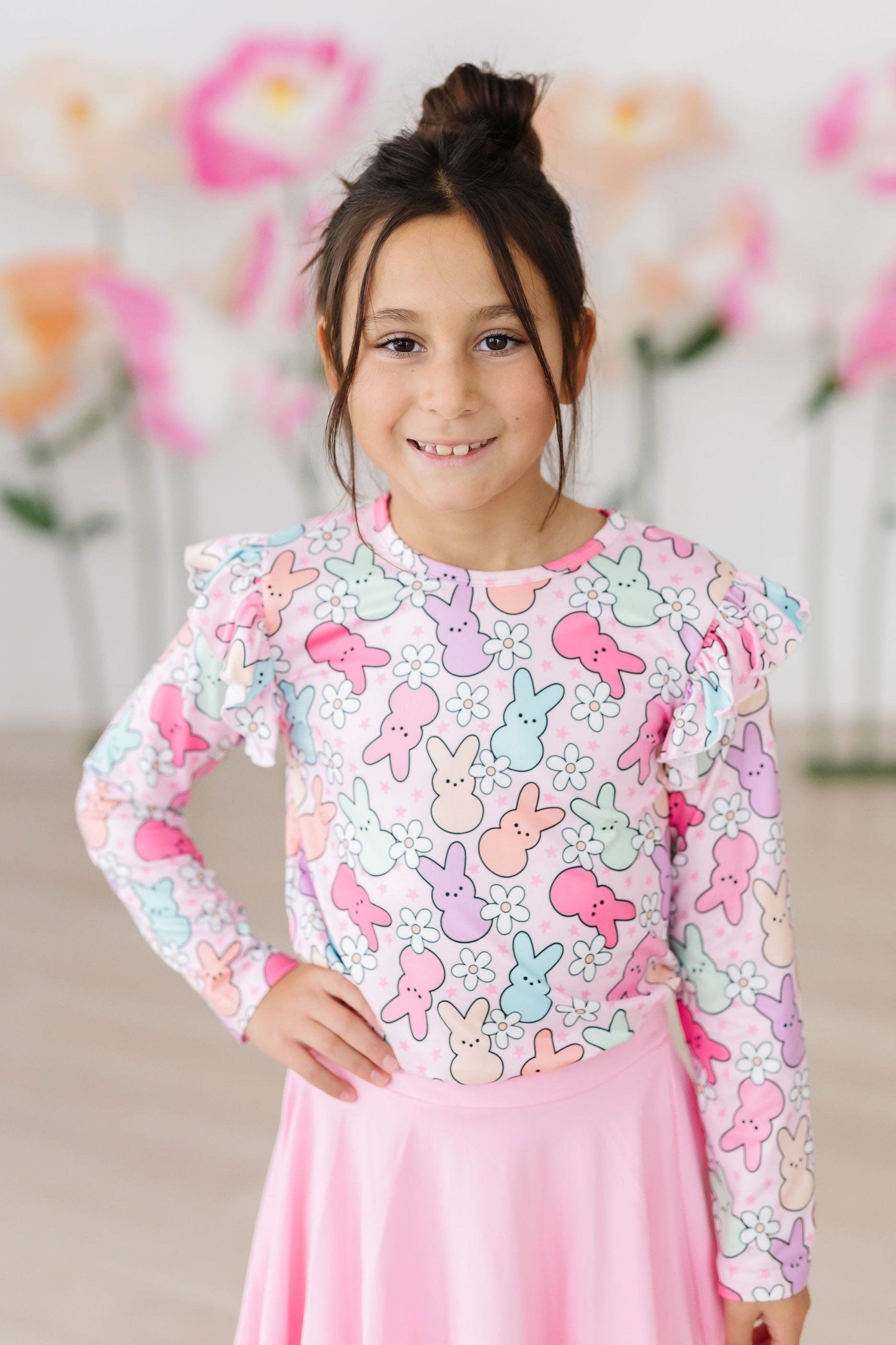 Hangin with My Peeps L/S Ruffle Tee - Aaria Tees Aaria Tees