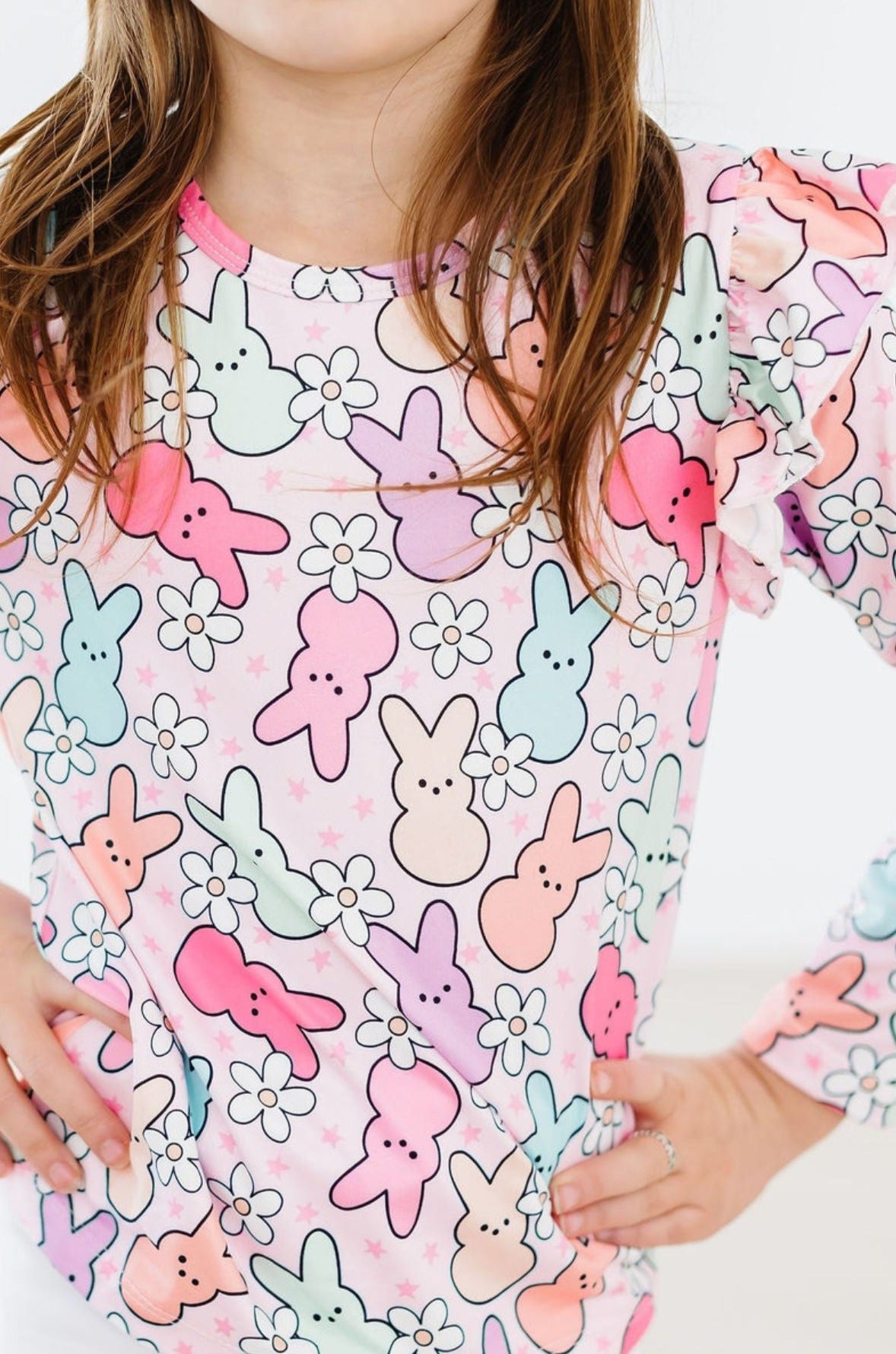 Hangin with My Peeps L/S Ruffle Tee - Aaria Tees Aaria Tees