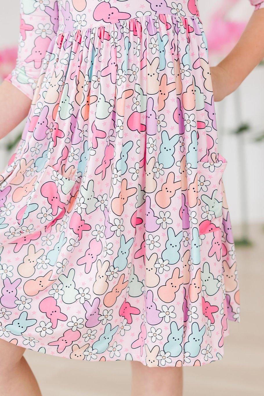Hangin with my Peeps 3/4 Sleeve Pocket Twirl Dress - Aaria Tees Aaria Tees
