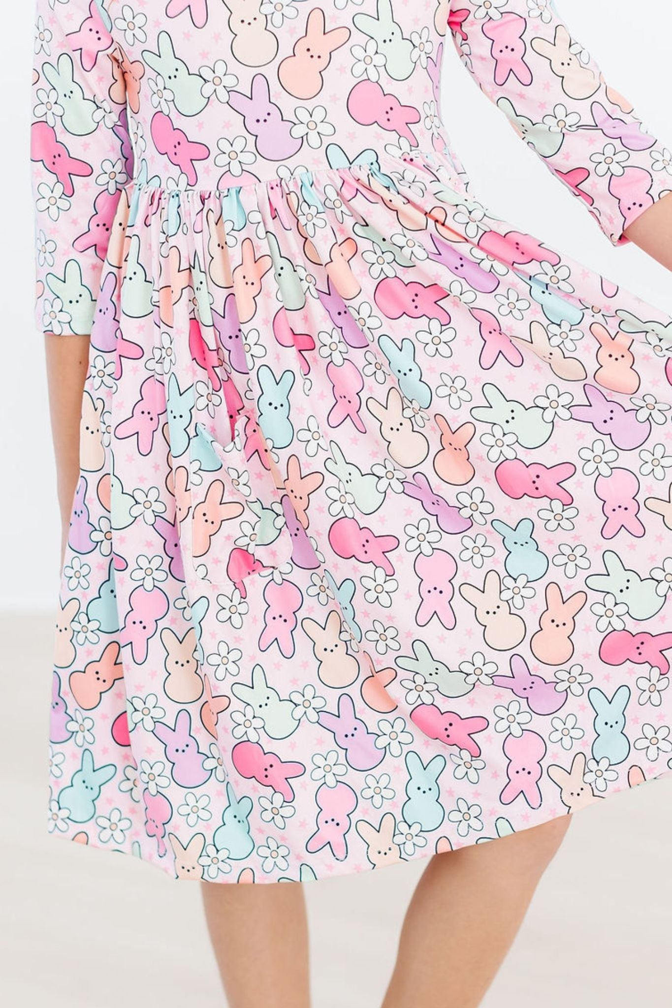 Hangin with my Peeps 3/4 Sleeve Pocket Twirl Dress - Aaria Tees Aaria Tees