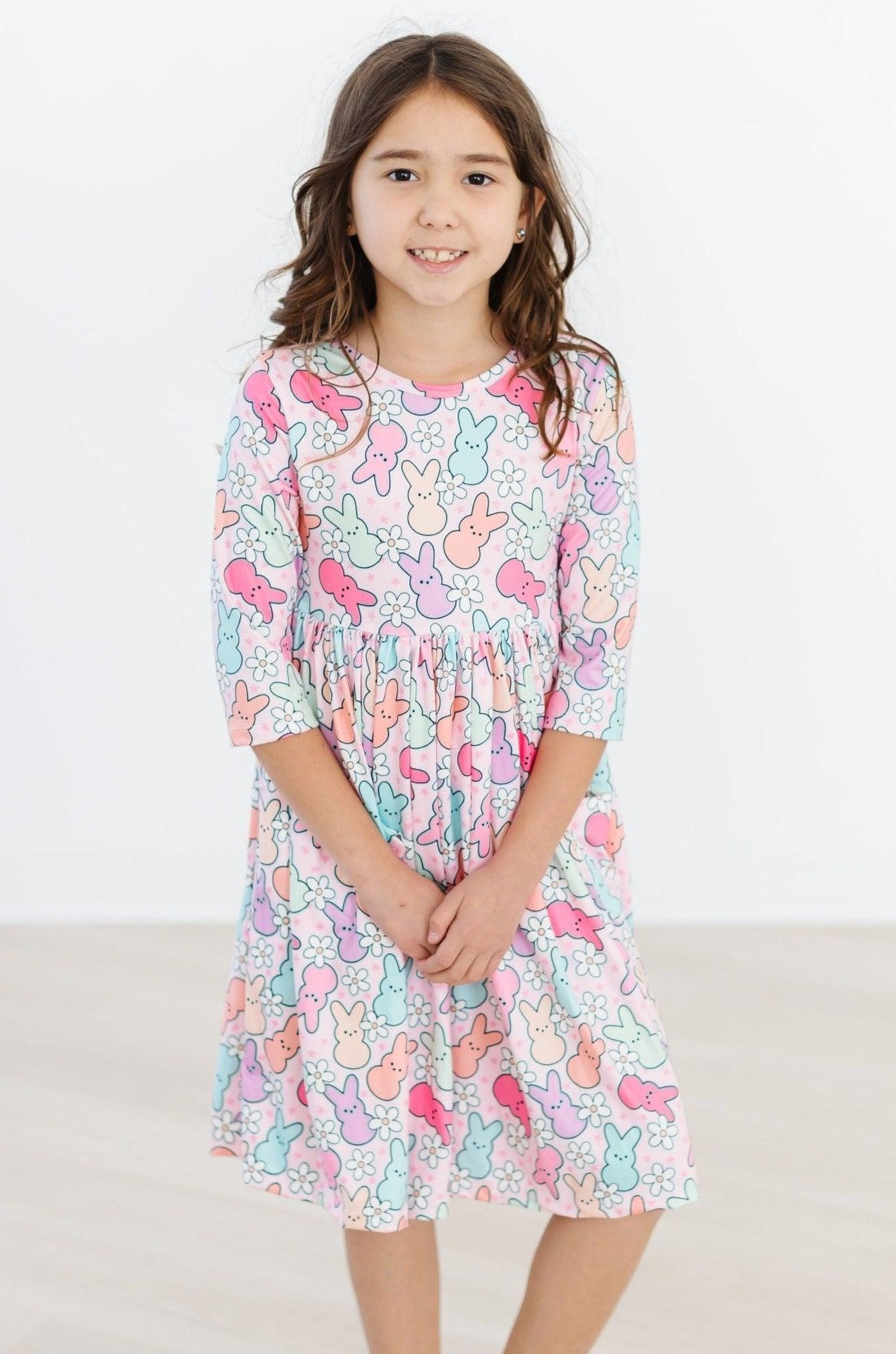 Hangin with my Peeps 3/4 Sleeve Pocket Twirl Dress - Aaria Tees Aaria Tees