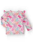Hangin with My Peeps L/S Ruffle Tee - Aaria Tees Aaria Tees