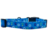 Hanukkah Dreidel Blue Dog Collar Aaria Tees