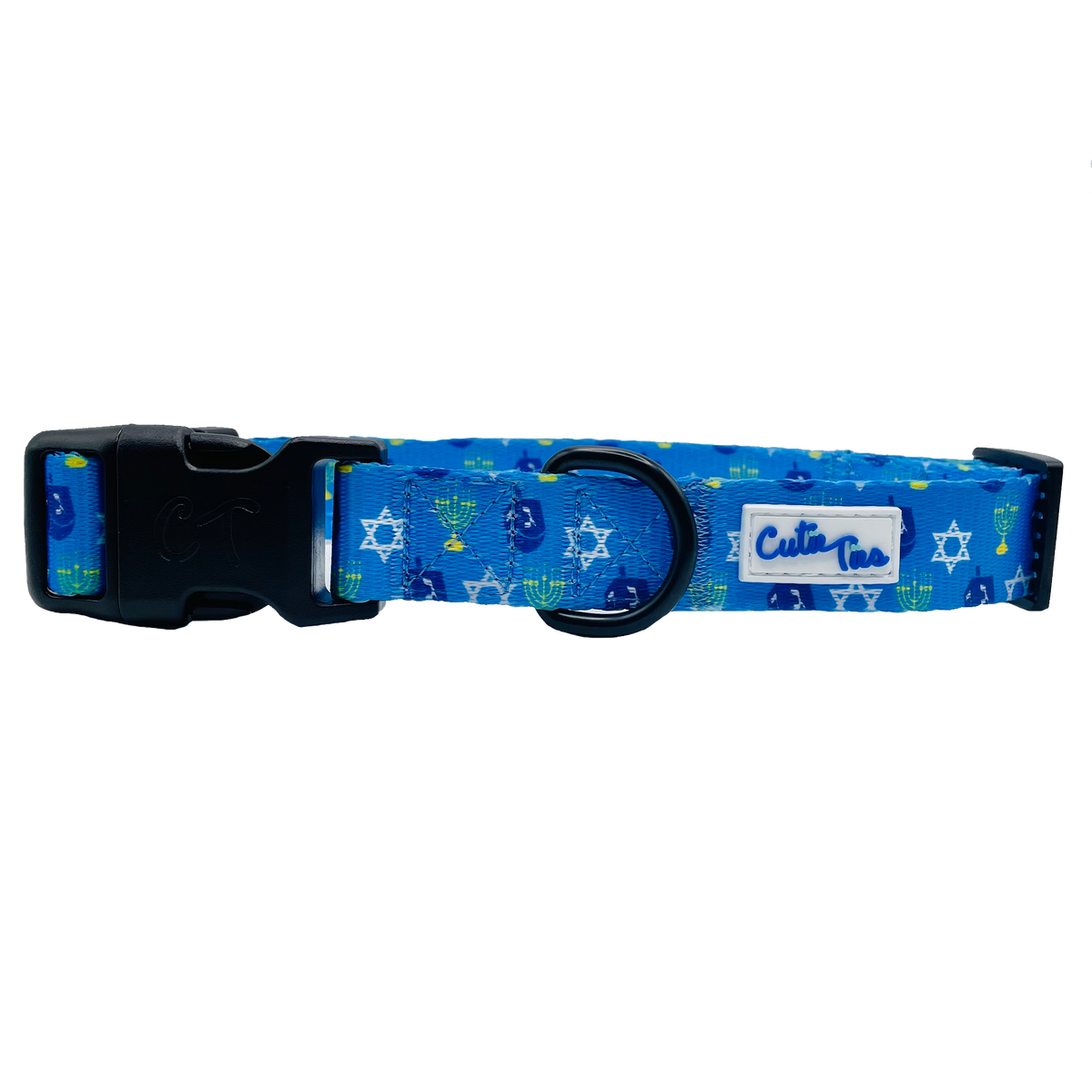 Hanukkah Dreidel Blue Dog Collar