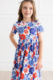 Happy 4th Floral Floral S/S Pocket Twirl Dress - Aaria Tees Aaria Tees